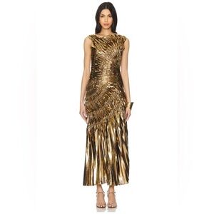 Georgia Hardinge Fossil Dress in Gold Size 10